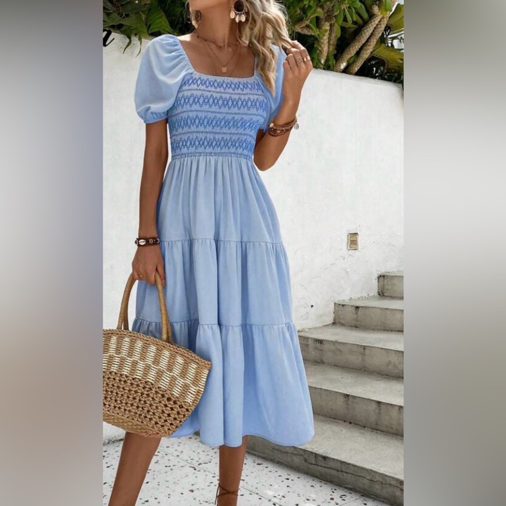 Light Blue Smocked Dress